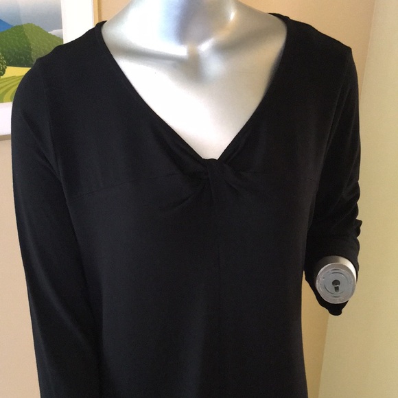 EILEEN FISHER | Solid Black Jersey Tunic Top 3/4 Length Sleeves - Picture 12 of 15